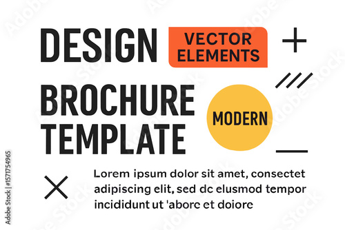 Modern vector graphics, typographic design, and minimalistic background elements comprise a set of vector elements for designing posters, labels, banners, and brochure template layouts
