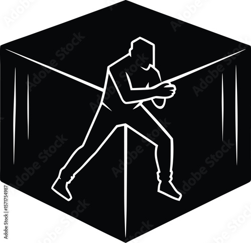 Self Defense Block Silhouette,Personal Protection Pose
