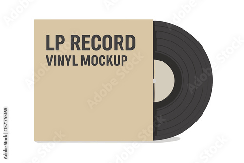 Vector illustration of a realistic LP record vinyl disc cover containing a vinyl disc inside, presented as a mockup