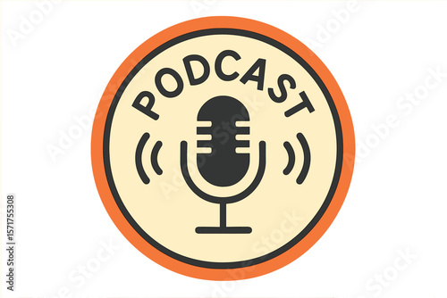 Vector illustration of a podcast badge, icon, stamp, or logo
