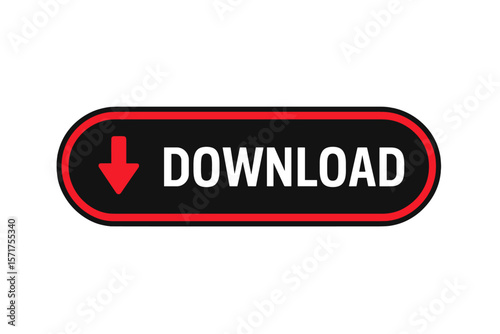 Vector web button with down arrow available in black and red for download