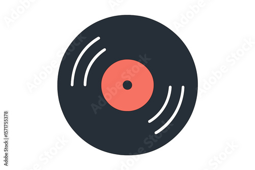 Vector illustration of a vinyl record symbol, also known as a vinyl plate disc icon