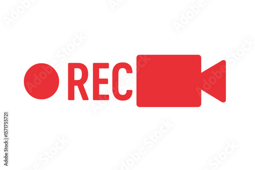 Camera video recording symbol, rec icon, represented by a red logo and a sign icon for recording