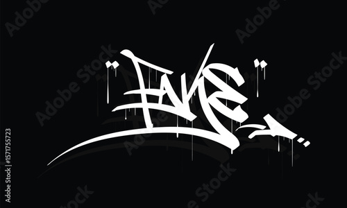 FAKE word street art graffiti tagging vector