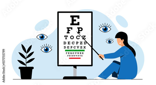 Eye Exam With Optician And Snellen Chart For Vision Checkup