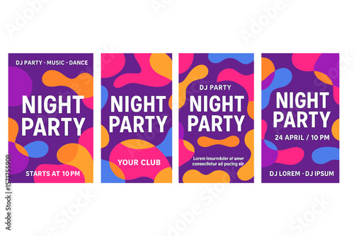 Create a poster for a night party using a flyer design template, which can also serve as a concept design for a banner, a flyer for a dance club party, a layout for an invitation, featuring an