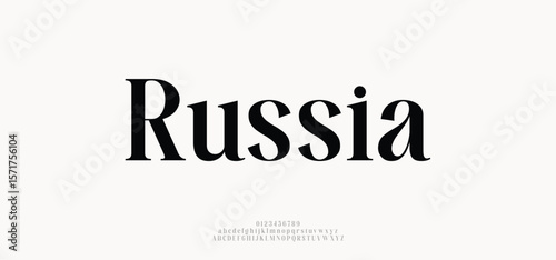 Russia Elegant alphabet letters font logo. Minimal modern urban fonts for logo, brand etc. Typography typeface uppercase lowercase and number. vector illustration