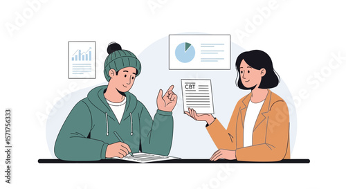 Cbt Therapy Session, Mental Wellness Concept, Counseling Session With Therapist And Patient
