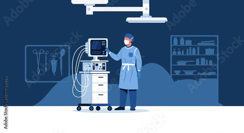 Medical Professional Operates Intensive Care Equipment For Life Saving Procedures