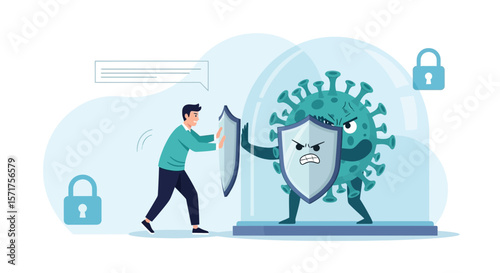 Shielding Against Viral Threat Protecting Health During Pandemic Illustration