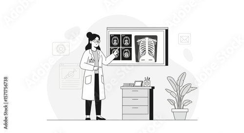 Medical Professional Presenting X-Ray Images In A Clinical Environment