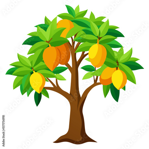Mango tree Vector on white backgroun