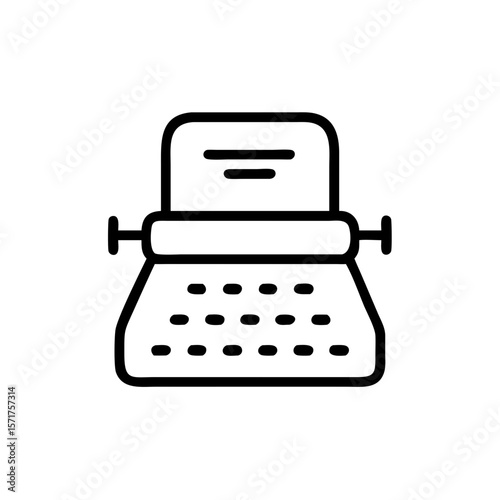 Vintage typewriter icon in outline style