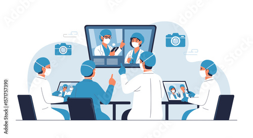 Medical Professionals Engaging In Teleconference Meeting For Healthcare Collaboration And