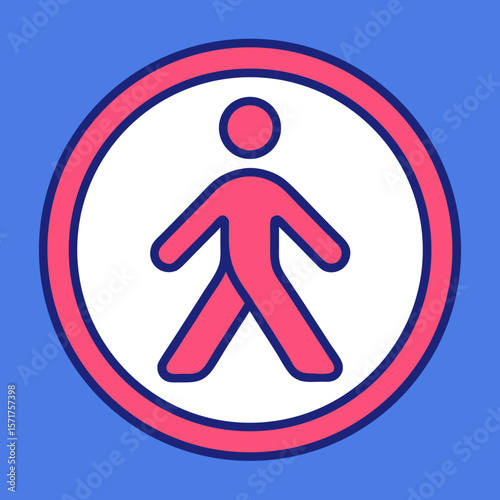 Walk icon inside pedestrian symbol circle