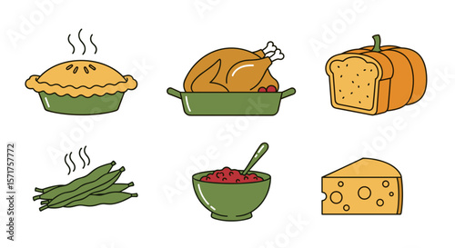 Thanksgiving dinner clip art traditional holiday food illustration