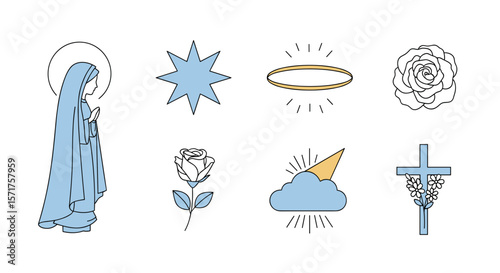 Virgin mary religious symbols vector illustration design graphic art
