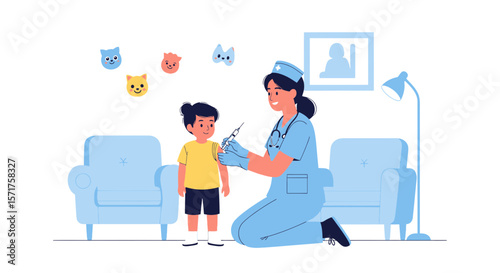 Childhood Immunization With Medical Professional Delivering Vaccine At Clinic