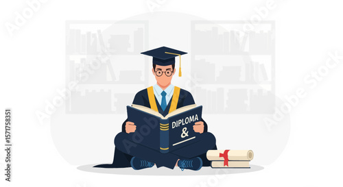 Student Reading Diploma And Graduation Celebrating Success In Education