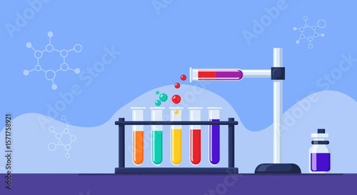 Colorful Laboratory Experiment For Scientific And Medical Research Concept Illustration
