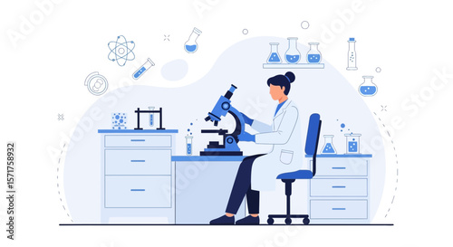 Female Scientist Working with Microscope in Laboratory for Research and Innovation