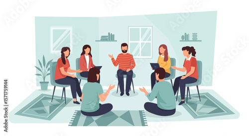 Support Group Meeting With Diverse People Offering Comfort and Understanding