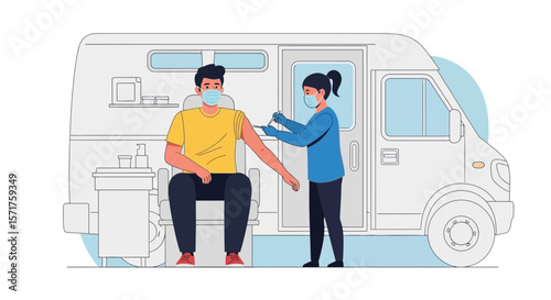 Mobile Vaccination Clinic Providing Healthcare Services To Patients During Pandemic