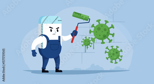 Conceptual Eradication Campaign Against Covid Viruses Illustration Design