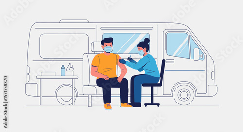 Mobile Vaccination Unit Injecting Patients Against Viruses For Better Community Immunity