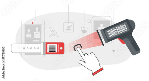 Modern Barcode Scanning System For Automated Identification Processes Graphic Resource