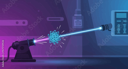 Conceptual Illustration Of The Laser Attack On Coronavirus In The Laboratory