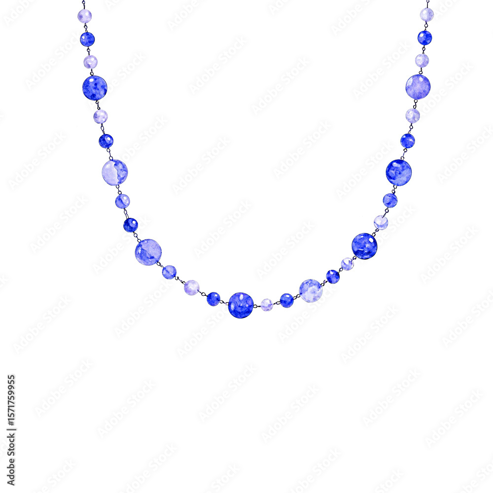 Fototapeta premium Elegant blue gemstone necklace displayed on a soft surface for aesthetic appeal and showcasing craftsmanship in jewelry design 