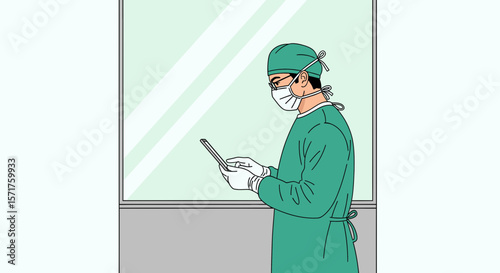 Surgeon Using Tablet During Break In Operating Room Setting Modern Healthcare