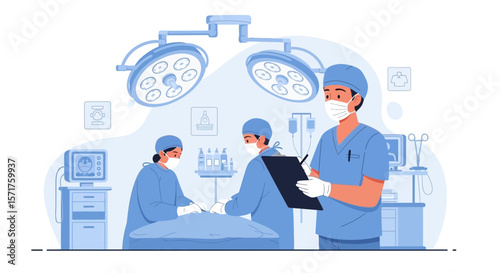 Surgeons Perform An Operation With Modern Equipment In The Operating Room