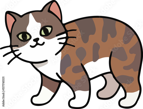 happy colorful cartoon cat vector illustration collection, cute domestic pet graphics, playful kitten art