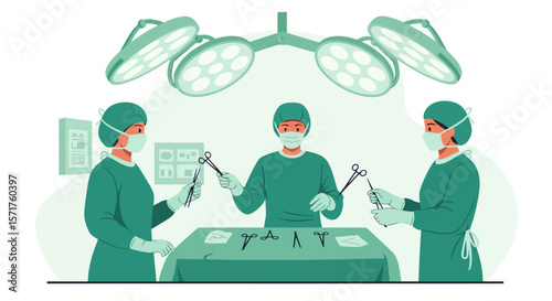 Surgical Team Preparing For An Operation In An Operating Room At A Hospital
