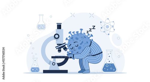 Coronavirus Exhaustion After Scientific Research With Microscope And Lab Equipment