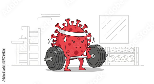 Coronavirus Exercising With Barbell At Gym To Gain Strength And Immunity