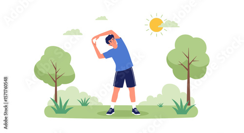 Morning Stretch Routine In Nature For Healthy Lifestyle And Well Being