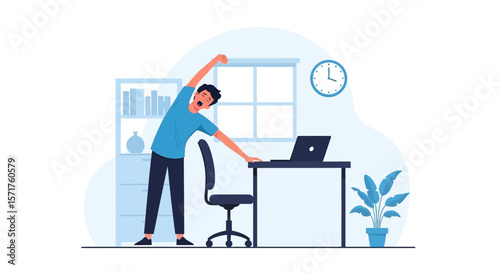 Morning Stretch To Relieve Tension At Home Office After Long Hours Work