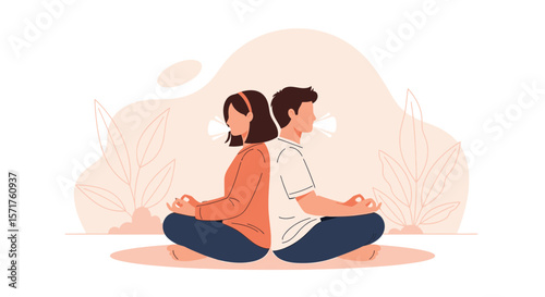Couple Practicing Mindfulness Together With Meditation For Stress Relief And Wellbeing