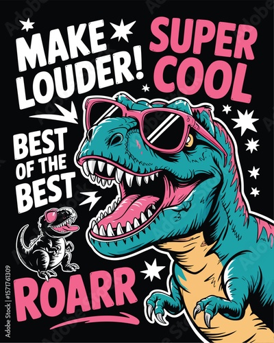 Trendy Dinosaur Vector Illustration Collection Featuring Catchy Slogans and Bold Lettering for T-Shirts, Kids Wear, Stickers, Posters, and Creative Apparel Design Use

