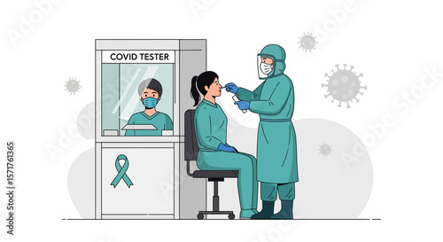 Novel Coronavirus Testing In Protective Suit At Covid Clinic During Pandemic