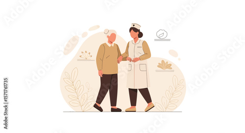 Gentle Assistance Nurse Helping Senior Woman With Mobility Needs With Compassion