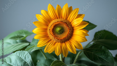 Wallpaper Mural A radiant sunflower stands out with its bright yellow petals against a soft blue sky. Torontodigital.ca