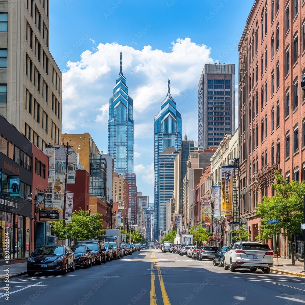 Fototapeta premium Skyscrapers fill Philadelphias skyline
