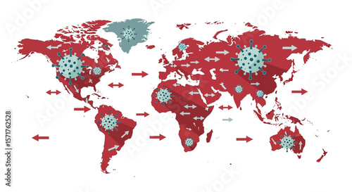 Global Pandemic Spread Worldwide Infographic Illustrating Virus Transmission Across Countries