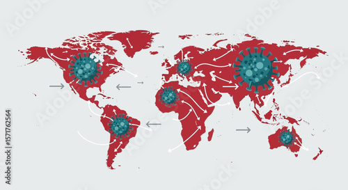 Global Pandemic Spreading Worldwide As Illustrated On Earth Map Visualization