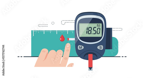 Glucose Monitoring Diabetes Concept For Health And Medical Treatment Vector