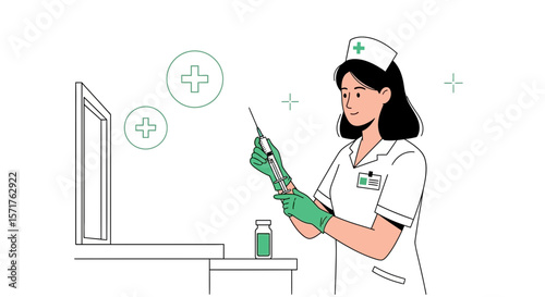 Nurse Preparing Injection Healthcare Professional Preparing a Vaccine Dose in Clinic